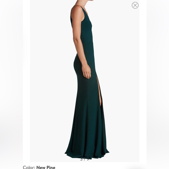 Dress the Population Iris Slit Crepe Gown in New Pine, medium - Picture 5 of 11